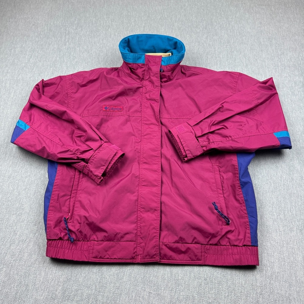 Vintage Columbia Jacket Womens Medium Pink Blue Bugaboo Windbreaker Outdoors